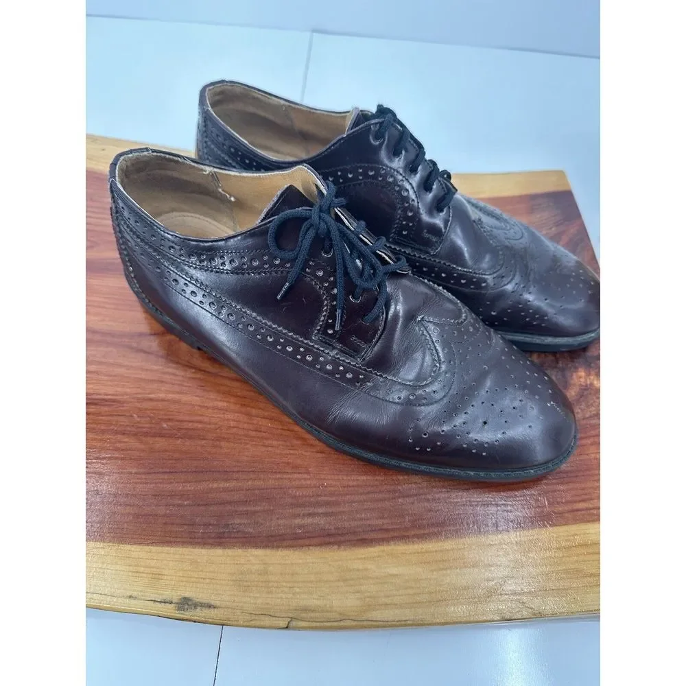 Father & Son Men's Dress Shoes Size 10D Burgundy‎ made In Czechoslovakia Oxfords